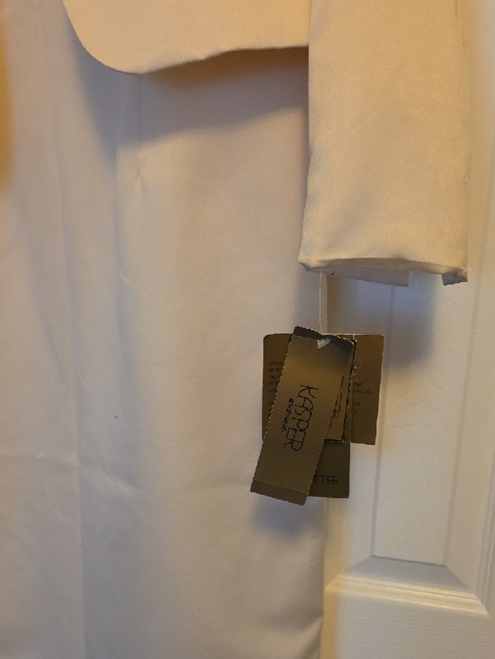 Kasper Cream Satin Two-Piece Dress with Jeweled Jacket - Picture 2 of 9